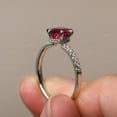 thumbnail image 3 of Custom Hidden Halo Ruby Ring Sterling Silver Anniversary Ring Oval Cut July Birthstone Ring, 3 of 3