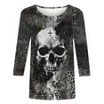 thumbnail image 4 of FAVIPT Womens Plus Size Halloween Tops Happpy Halloween Day Graphic Print Blouses Round Neck 3/4 Sleeve Tees Casual Trendy Fall Novelty Tops Multicolor,XXXXL, 4 of 5