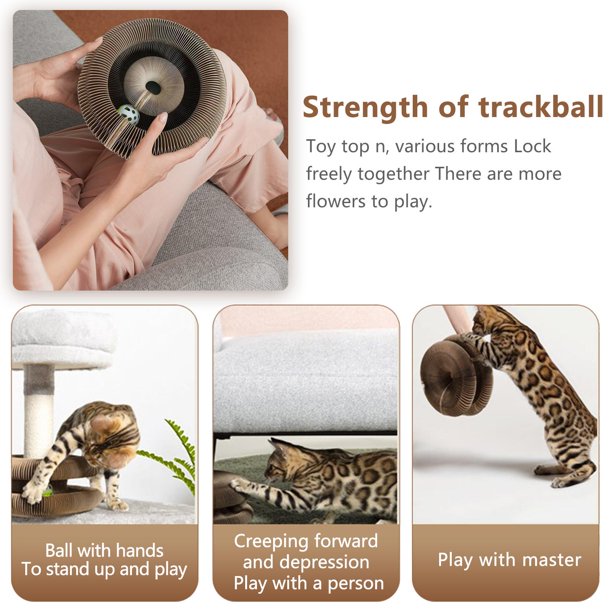 Rascador Para Gatos Juguete para gatos - Tabla rascadora para gatos Magic Organ con bolas de campana de juguete (dibujos animados) Wdftyju Libre de BPA