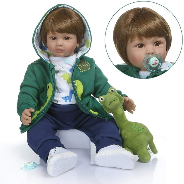 Muñeca Reborn para niños pequeños iCradle Fridolin de 60 cm con pelo largo para mayores de 3 años