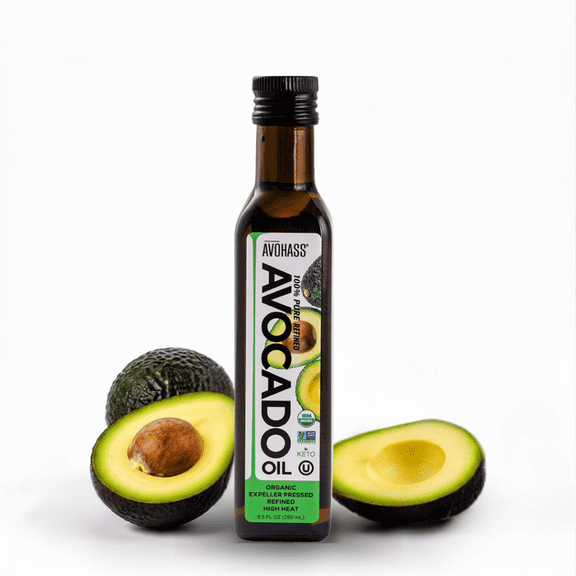 Avohass Organic Refined Avocado Oil (8.5 Fl Oz), High Heat Cooking Oil, Neutral Flavor, Expeller Pressed, Non-GMO