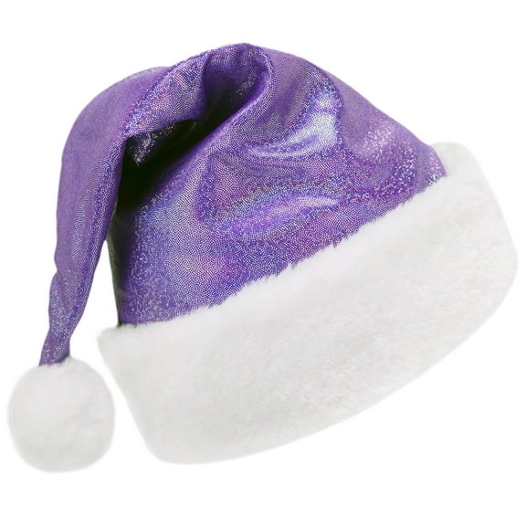 SeasonsTrading Sparkly Purple Santa Hat - Adult Holiday Xmas Christmas Costume Party Hat