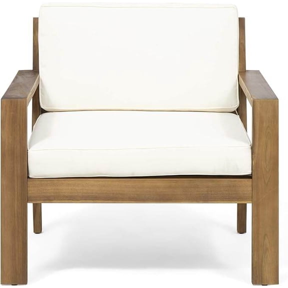 Outdoor Sofa, Outdoor Acacia Wood Club Chairs with Cushions, Cream Patio Furniture,Acacia Wood Outdoor Sectional, Garden & Outdoor & Patio Furniture Patio Seating
