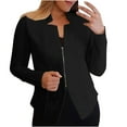 thumbnail image 2 of PiGOGI Women's Zipper Cardigan Jacket - Long Sleeve Work Wear Suit Coat Casual office Blazer Comfortable Business Outfit Black 2XL, 2 of 6