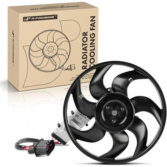 A-Premium Engine Radiator Cooling Fan Assembly with Control Unit Compatible with Audi Q7 2009-2013, Volkswagen Touareg 2004-2010, 3.0L 3.6L 4.2L
