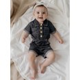 thumbnail image 6 of BemeyourBBs Toddler Baby Girls Jumpsuit Overalls Denim Romper Western Baby Cowgirl Outfit Shorts Sleeve Button-Down Pockets Jeans Playsuit Summer Clothes, 6 of 9