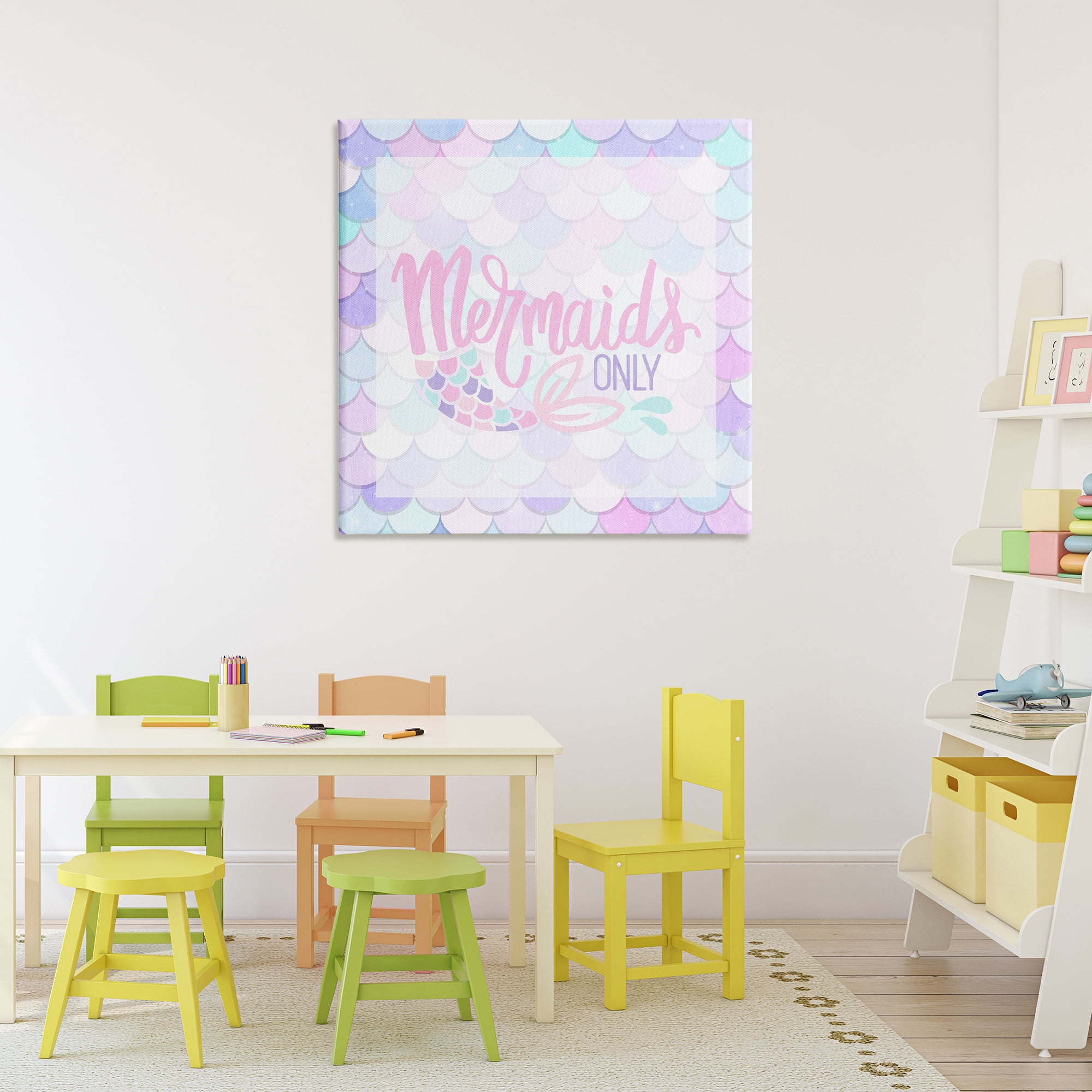 Pastel Mermaids Only Canvas Wall Art, design by Kim Allen