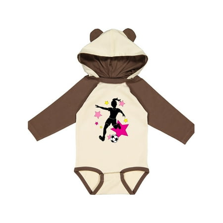 

Inktastic Girl Playing Soccer- Pink and Yellow Stars Gift Baby Girl Long Sleeve Bodysuit