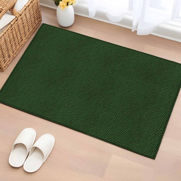 Area Rug 2x3ft, Retro Minimalist Green Leather Washable Rugs for Living Room Bedroom, Farm Vintage Cowhide Texture Soft Non-slip Area Rugs Rectangle Floor Carpet for Dining Room
