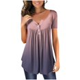 thumbnail image 2 of ICHUANYI Clearance Women's Fashion Printed Loose T-shirt Short Sleeves Blouse Round Neck Casual Tops(Pink, XL) ICHUANYI WER2023081000818, 2 of 7