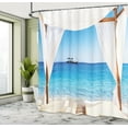 thumbnail image 5 of Ambesonne Balinese Shower Curtain, Honeymoon Themed Spa, 69"Wx70"L, Blue White, 5 of 5