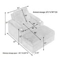 thumbnail image 4 of Black Corduroy Single Sofa with One Pillow, Two Throw Pillows, a Footstool and Two Storage Spaces (White), 4 of 11