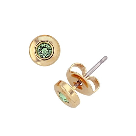 Swarovski Emerald Green Cufflinks - 14KT Gold Plated Bezel Post Earring With Choice of Color Swarovski Crystals