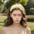 thumbnail image 2 of Unique Bargains 1 Pc Headband Wide Solid Texture Hairband for Women Yellow, 2 of 5
