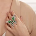 thumbnail image 3 of Exaggerated Big Crystal Butterfly Ring Open Wedding Butterfly Jewelry for Women, 3 of 6