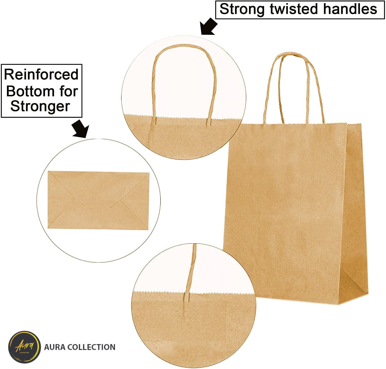 Art of Aurra Brown Kraft Paper Bags(100 Pcs)