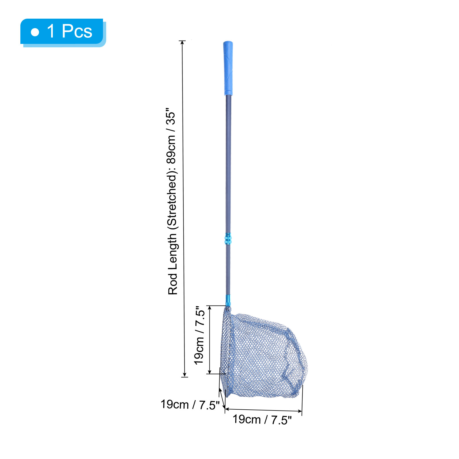 Uxcell Portable Carbon Fiber Telescopic Ping Pong Table Tennis Ball Picker Pickup Net, Blue