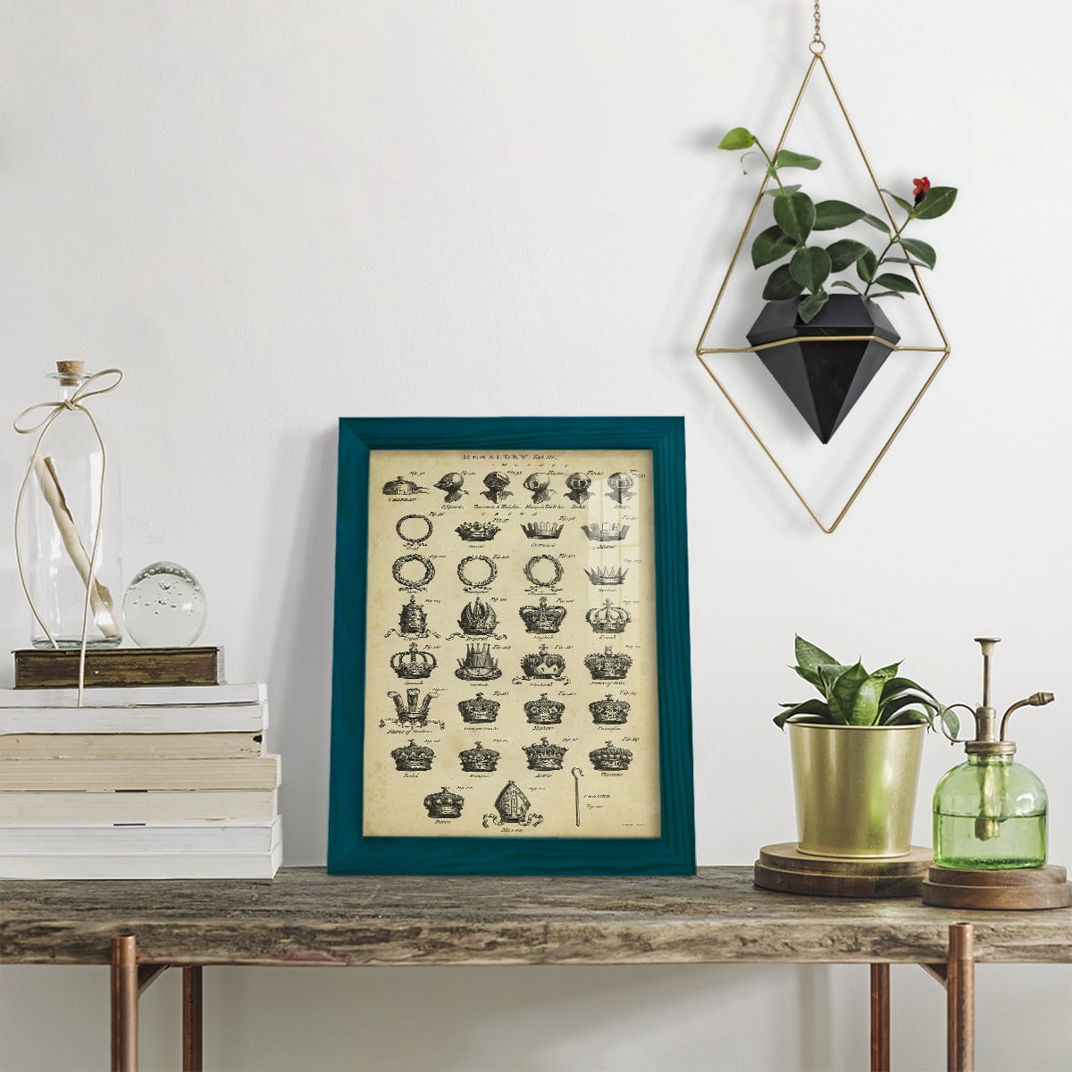 Deckled Encyclopediae IV (AS) -Framed Print w/glass-Ocean Blue