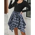 thumbnail image 4 of FEOYA Women's Plaid Skirts Irregular Ladies High Waisted Asymmetrical Skirt Tie Front Pleated Skirt Y2k Hem Mini Streetwear S, 4 of 7