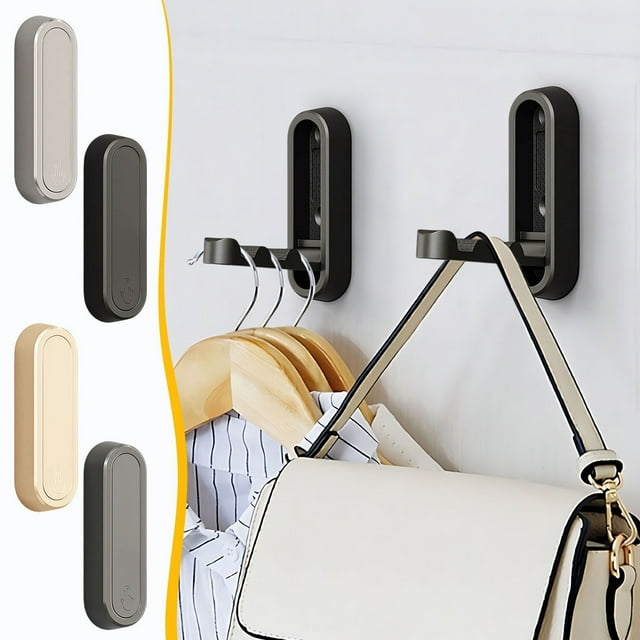 Gancho de ropa plegable montado en la pared Suspensión de aleación giratoria de 90 ° que ahorra espacio para baño, cocina, pasillo, vestíbulo de entrada, zapatero, bolsa de toallas, organizador de