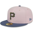 thumbnail image 3 of Men's New Era Pink/Blue Pittsburgh Pirates  Olive Undervisor 59FIFTY Fitted Hat, 3 of 5