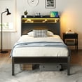 thumbnail image 6 of Casacomoda Twin Bed Frames, Storage Headboard with Charging Station, RGB Light Strips, Solid and Stable, Noise Free, No Box Spring Needed, Easy Assembly, Black, 6 of 7