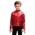 thumbnail image 1 of YiZYiF Veste Manteau à Franges à Paillettes pour Garçons Enfants Manches Longues Disco Musique Concert Rave Blouson Bomber à Franges Rouge 8, 1 of 5