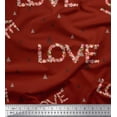thumbnail image 1 of Soimoi Red Heavy Satin Fabric Triangle & Floral Love Text Print Fabric by the Yard 54 Inch Wide, 1 of 3