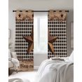 thumbnail image 4 of Western Texas Star Vintage Blackout Curtains for Bedroom Living Room Darkening Curtains 63 Inches Long Rustic Wreath Wood Black Plaid Window Curtain 2 Panels Set Window Treatment Drapes 52"x63", 4 of 9