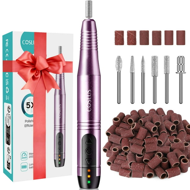 WORGEOUS Coslus Clavo recargable Archivo de uñas eléctrico inalámbrico Máquina de taladro de uñas portátiles para gel de manicura y uñas acrílicas