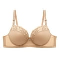 thumbnail image 3 of ATOYSOY Women's Plus Size Bras Wireless Underwire Lace Adjustable Shoulder Strap Bras (Beige,L), 3 of 8
