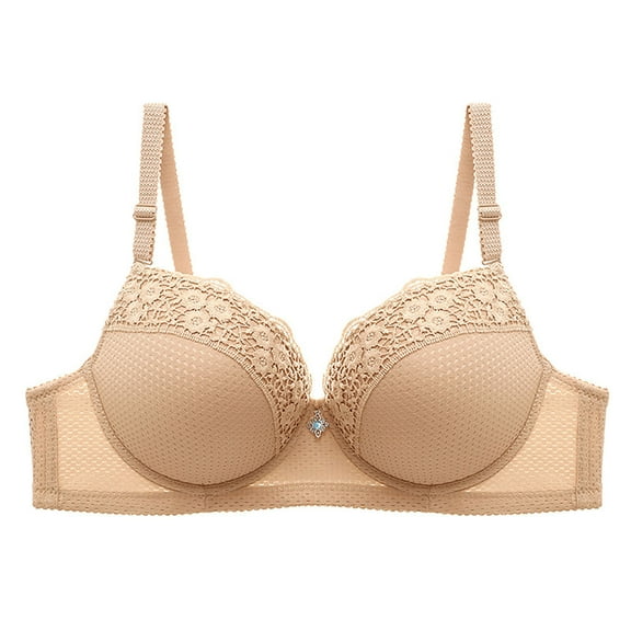 Amidoa Full-Figure Bras for Women Push-up Beige Underwire Bra Bralettes for Women L