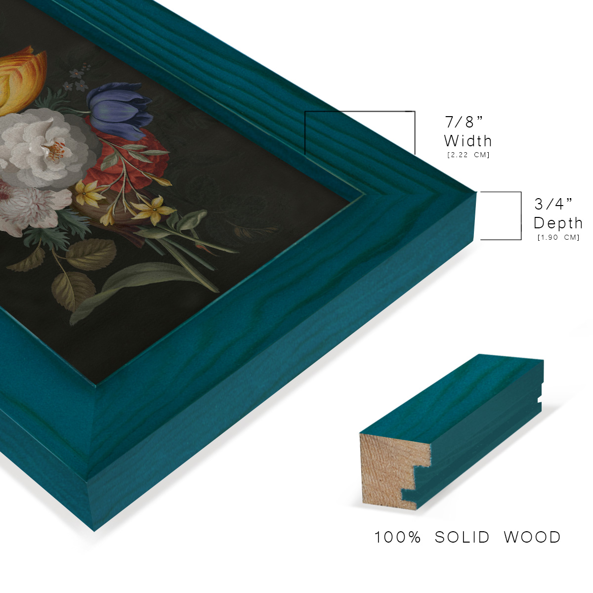 Dramatic Bouquet III -Framed Print w/glass-Ocean Blue