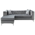 thumbnail image 3 of HomeStock Gothic Grandeur Sofa Chaise, Gray, 87"W x 64"D x 30"H, Luxurious Faux Jewel Tufting with Chrome Legs for Modern Living Spaces, 3 of 9