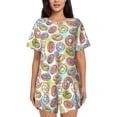 thumbnail image 1 of Fotbe Glazed Donuts Conjunto de Pijama Estampado para Mujer, 2 Piezas, Ropa de Dormir con Camiseta de Manga Corta y Shorts Suaves-Small, 1 of 6