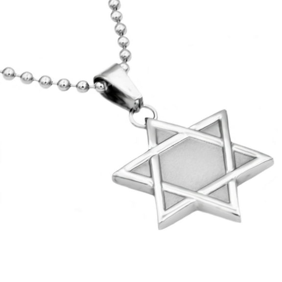 Mens Stainless Steel Star Of David Pendant