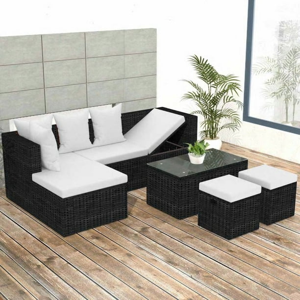 Garden Sofa Coffee Table Stool Set Rattan Patio Furniture Kit Lawn Pool