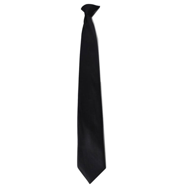 Corbata de seguridad CAIROYAR negra lisa con clip para portero boda hebilla