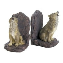 Home Decorative Howling Wolves Bookend Set - Polyresin