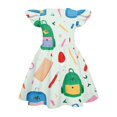 thumbnail image 3 of Grblisyd Girls Back to School Print Dresses Pencil Flutter Sleeve A Line Dresses First Day of School Outfits 3-8Y, 3 of 4
