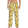 thumbnail image 2 of Lsque Navy Blue Leaf Sunflower Print Men's Pajama Pants, Lounge Pant - Comfortable Home Wear,Elastic Waistband, Stylish Design-X-Large, 2 of 9