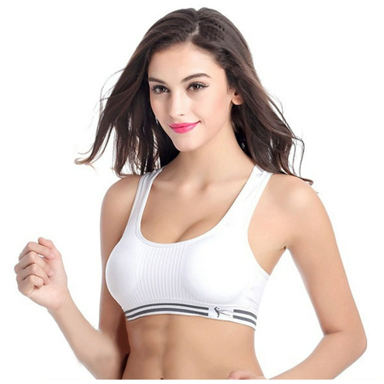 Miluxas Women Seamless Stretch Sport Bra Padded Fitness Tank Tops Workout  Gym Yoga Vest On Clearance White 8(L) 