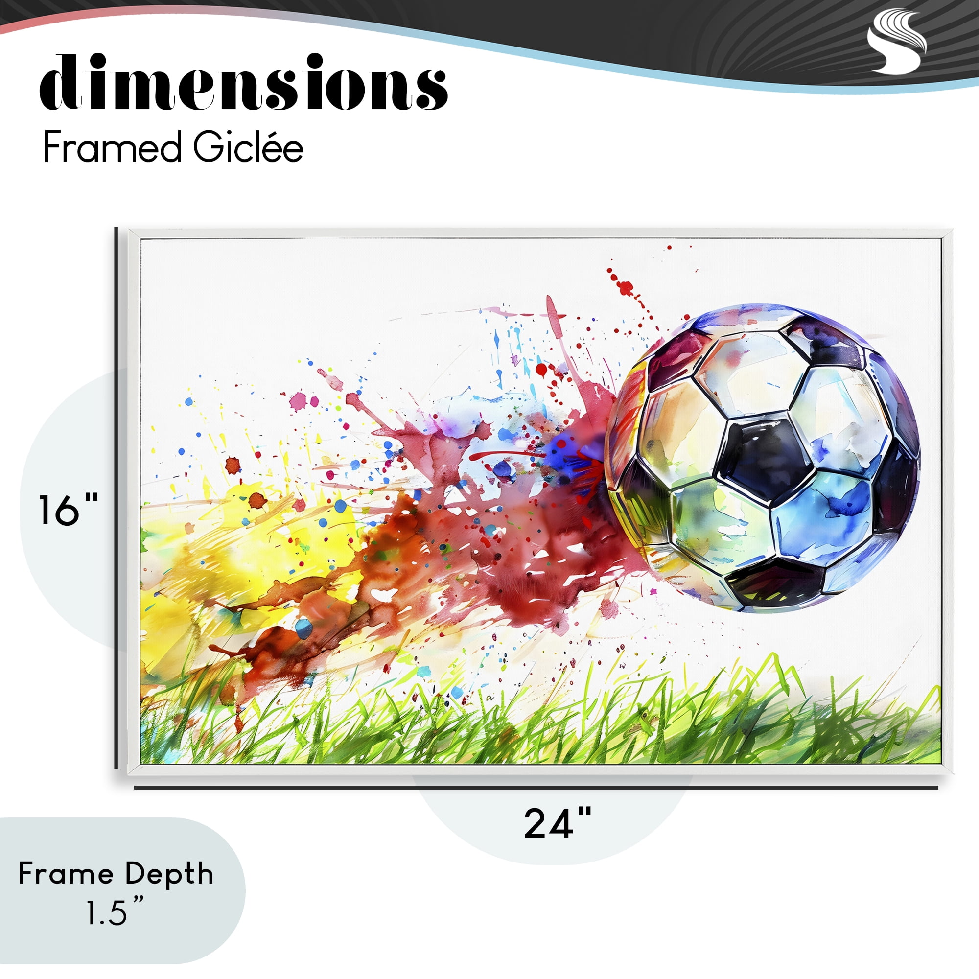 Stupell Industries Watercolor Soccer Ball in Motion White Framed Giclee Art, design by Creative Studio