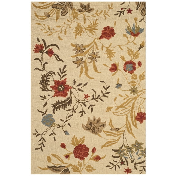 SAFAVIEH Blossom Zarif Floral Flowers Wool Area Rug, Beige/Multi, 5' x 8'