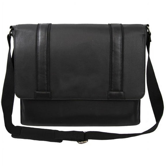 Bellino  Metropolitan Black Canvas and Leather Laptop Messenger Bag