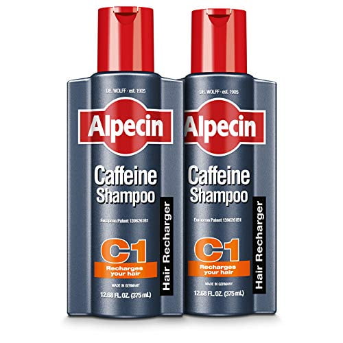 Alpecin C1 Shampooing à la Caféine 12,68 fl oz (Lot de 2), Favorise la Pousse et l'Épaisseur Naturelles des Cheveux, Énergise les Cheveux et le Cuir Chevelu, Laisse les Cheveux Plus Forts