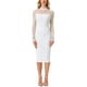 thumbnail image 1 of Vestido de malla INSPIRE CHIC para mujer, con cuello alto, manga larga, vestido de cóctel ajustado en blanco, 1 of 6