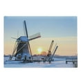 thumbnail image 1 of Windmill Cutting Board, Frozen Winter View Dutch Windmill Covered in Snow Icy River at Sunset, Decorative Tempered Glass Cutting and Serving Board, Large Size, Pale Blue Peach, by Ambesonne, 1 of 1