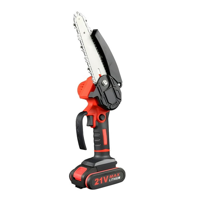 Chainsaw Mini Chainsaw 4 inch 6 inch Portable Chainsaw with Security Lock 2 Chains 21V Rechargeable Battery Operated Electric Chainsaw Cordless for Branches Wood Cutting Tree