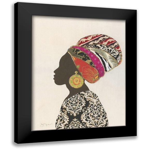 Tava Studios 12x14 Black Modern Framed Museum Art Print Titled - African Silhouette Woman II